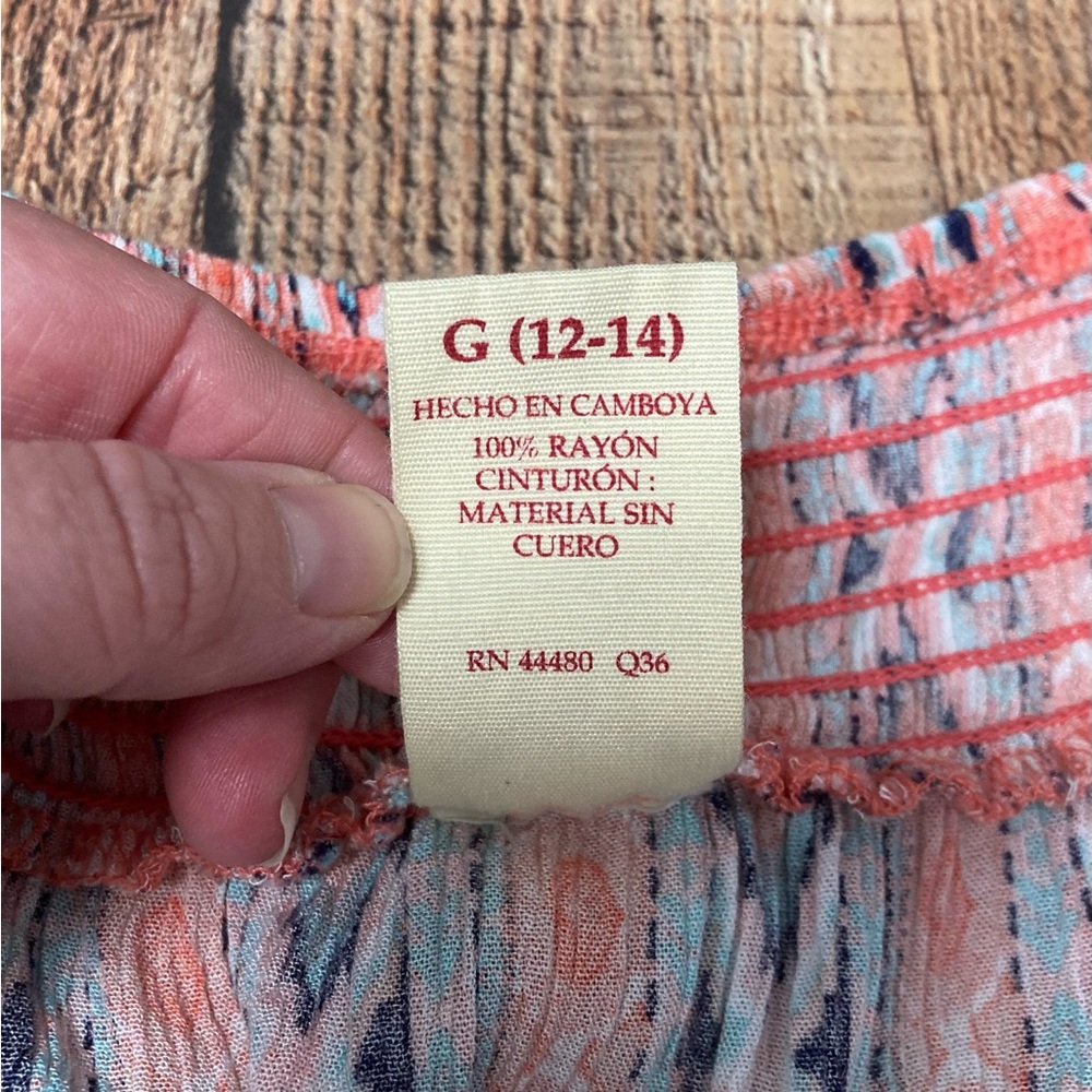 Y2K Faded Glory Women Coral Blue Geometric Tribal Print Maxi Skirt Size L 12-14 - Picture 4 of 5